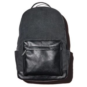 Landen Black Canvas and Leather Backpack